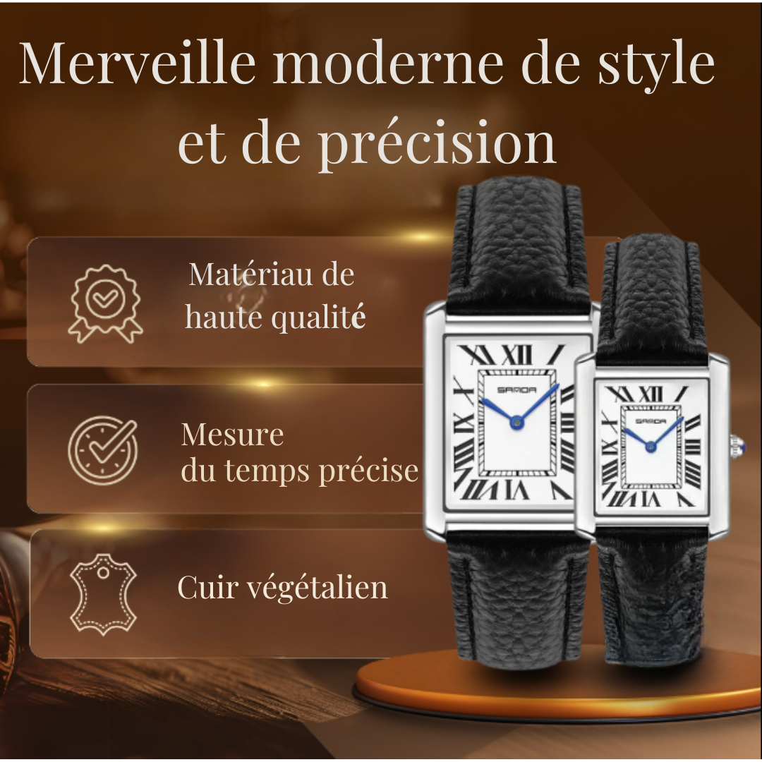 Montre Carrée Élégante pour Couples