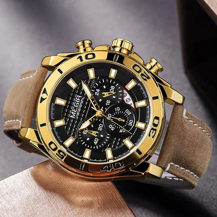 Montre Quartz Militaire en Cuir