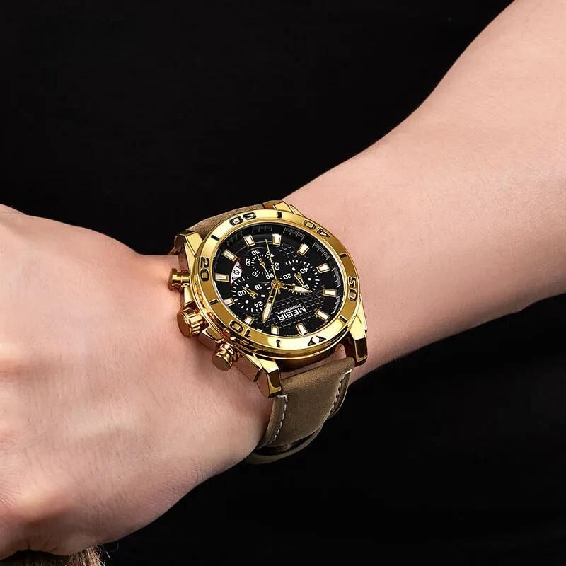 Montre Quartz Militaire en Cuir