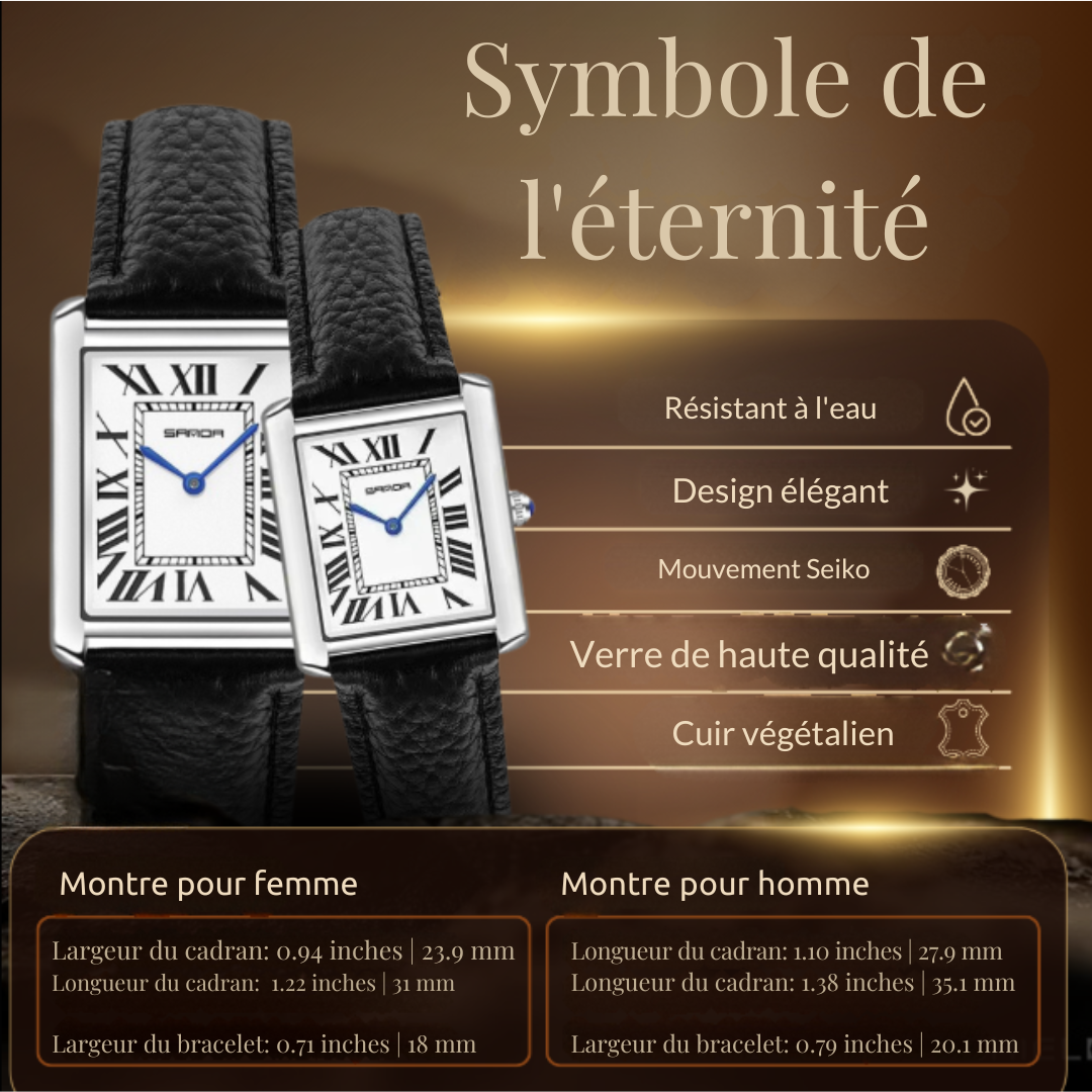 Montre Carrée Élégante pour Couples