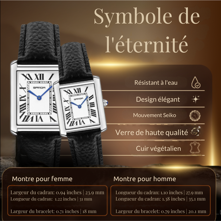Montre Carrée Élégante pour Couples