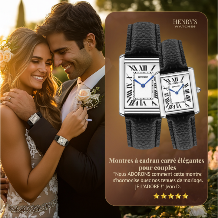 Montre Carrée Élégante pour Couples